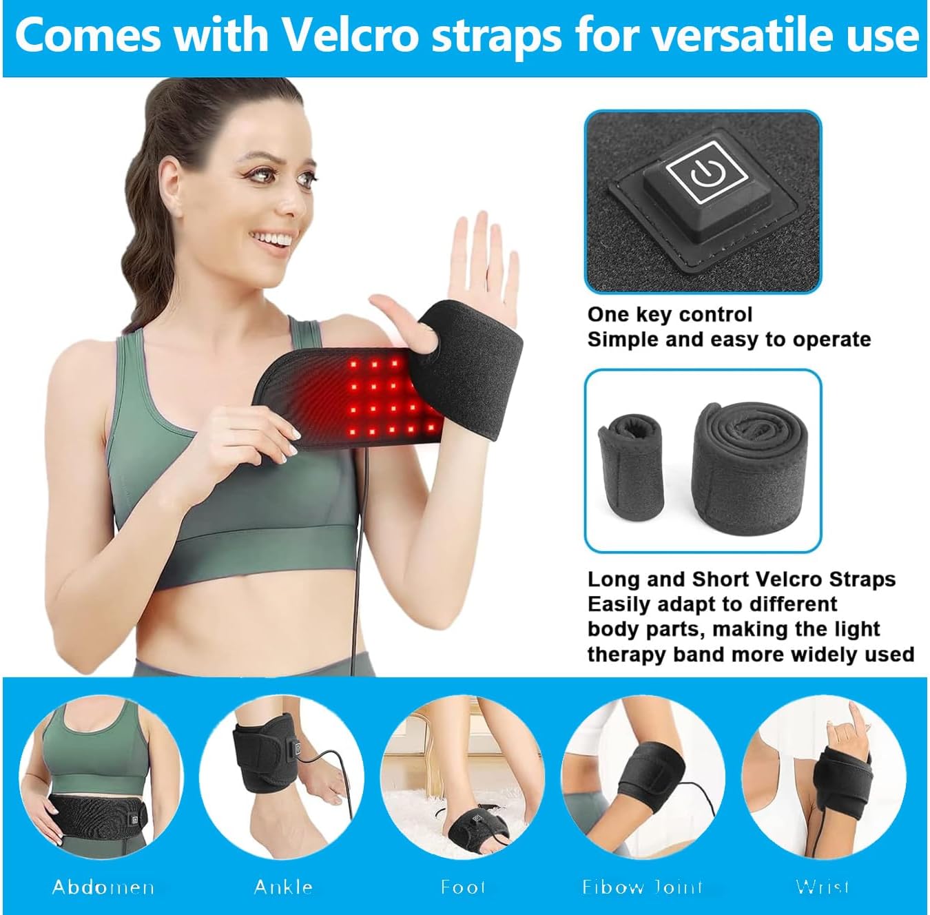 Red Light Therapy Wrist Wrap, 660nm Red Light 850nm Near Infrared Light Therapy for Hand Body,with 48 3-in-1 LED for Carpal Stiffness Recovery Hand Pain Relief - Image 5