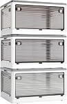 50L Stackable Storage Bins with 3 Lids, Storage Box and Containers | Collapsible Storage Organizer for Camping, Home Storage, Innovative 5-Sided Opening Design, Tool-Free Assembly, 3 PACK