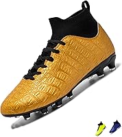 Jugafu High-Top Soccer Cleats: Lightweight Non-Slip Firm Ground Boots with Ankle Support & Breathable Fit (US 6-13)