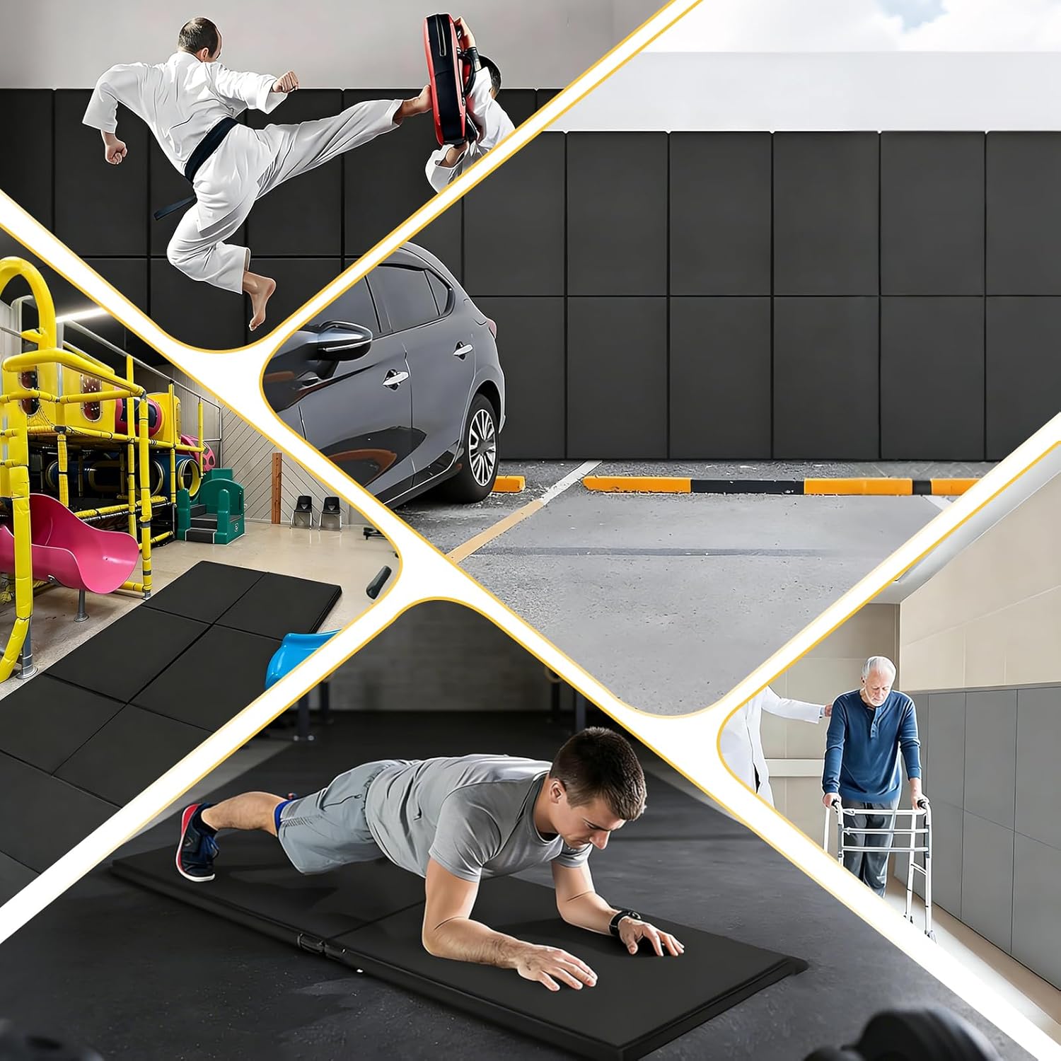 Gym Wall Paddings Basketball Court Wall Protection Pad, 2in Thick Foam Wall Mat Durable Protector for Wall, Mounted Basketball Hoops Garage Taekwondo, 60x20x2in