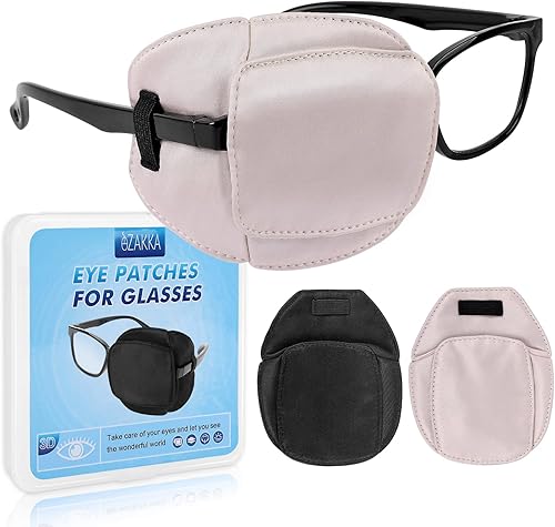 Vista 9 de eZAKKA Parches para ojos para adultos y niños, para ojo izquierdo y derecho, 2 piezas de parches médicos para anteojos de seda para ojos perezosos
