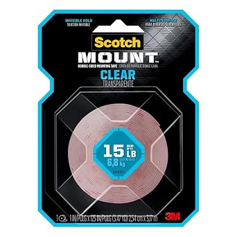 3M Clear Scotch-Mount Double-Sided Mounting Tape, Strips & Squares 1 in x 125 in. Clear