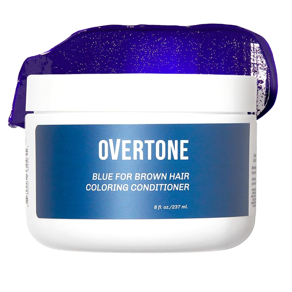 Overtone Semi Permanent Hair Color Conditioner, Indigo Iris, 8 oz, Nourishing, Damage-Free, Color Depositing Mask for All Hair Types with Shea Butter & Coconut Oil, Vegan & Cruelty-Free