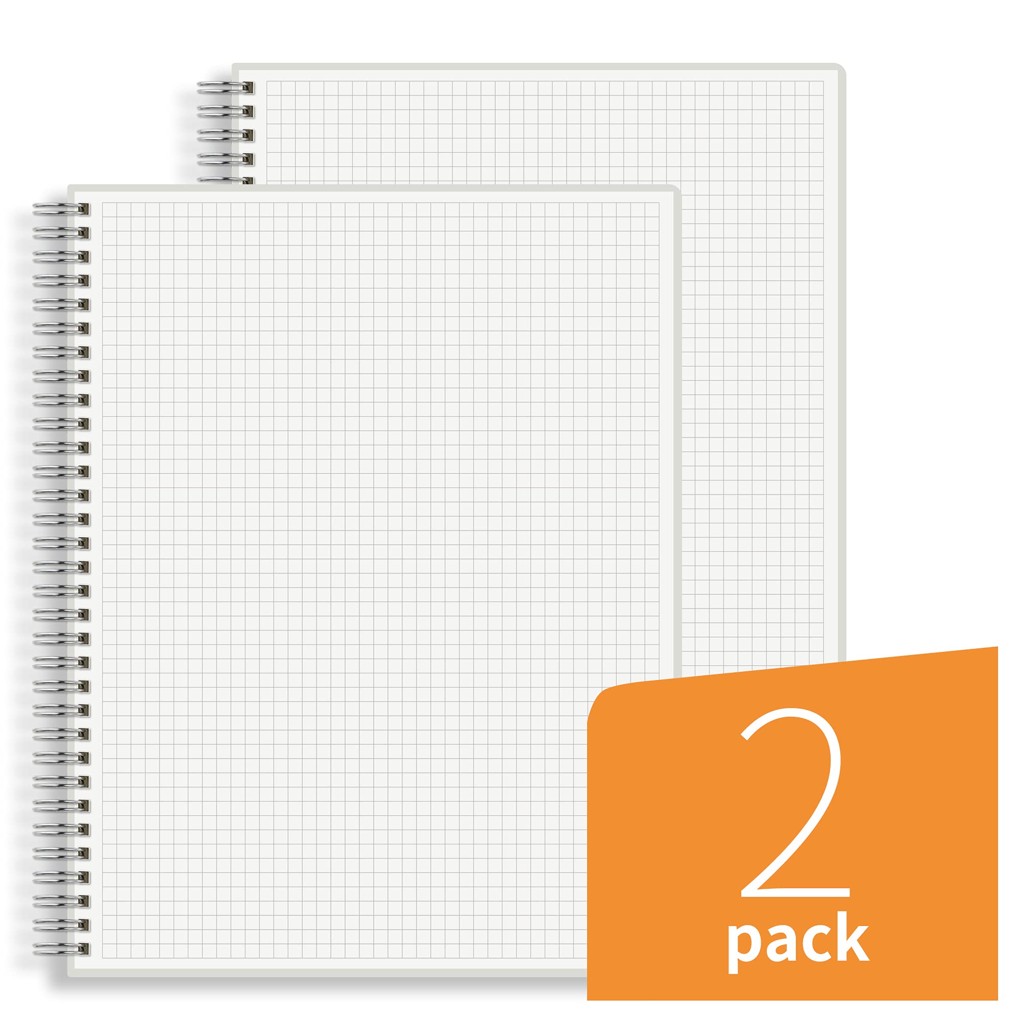 HULYTRAAT Notizbuch, Spiralbindung, 21,6 x 27,9 cm, 12,7 x 12,7 cm, liniert, 12,7 x 12,7 cm, hochwertiges 100 g/m², elfenbeinfarbenes weißes säurefreies Papier, 128 karierte Seiten pro Buch (2 Stück)