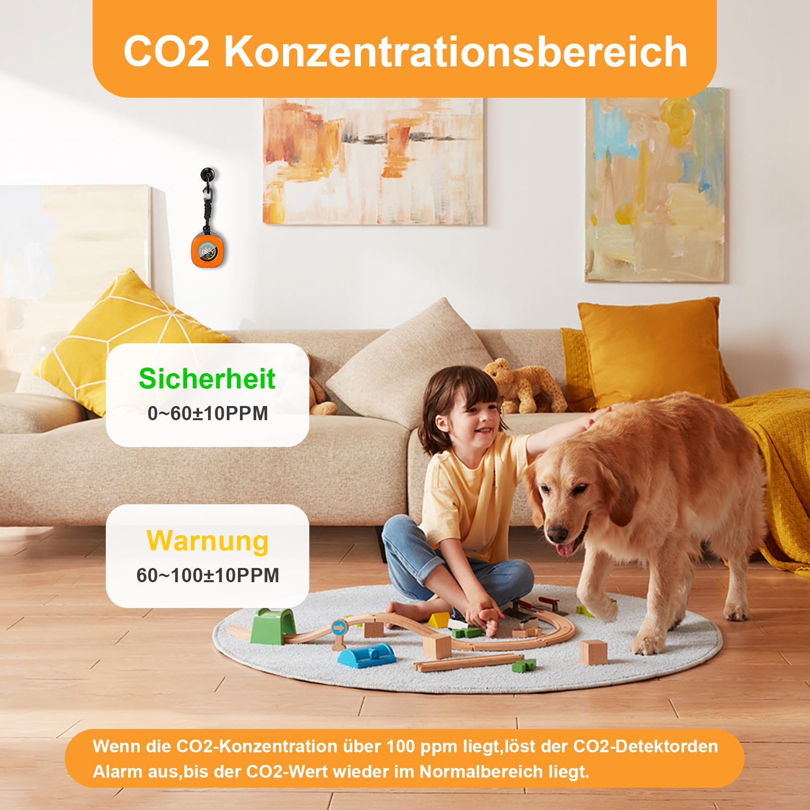 Détecteur de CO2 Portable, Moniteur Qualité Air Intérieur Detecteur CO2 avec Capteur NDIR et Ecran LCD, Moniteur CO2 avec Alarme pour Maison,Bureau
