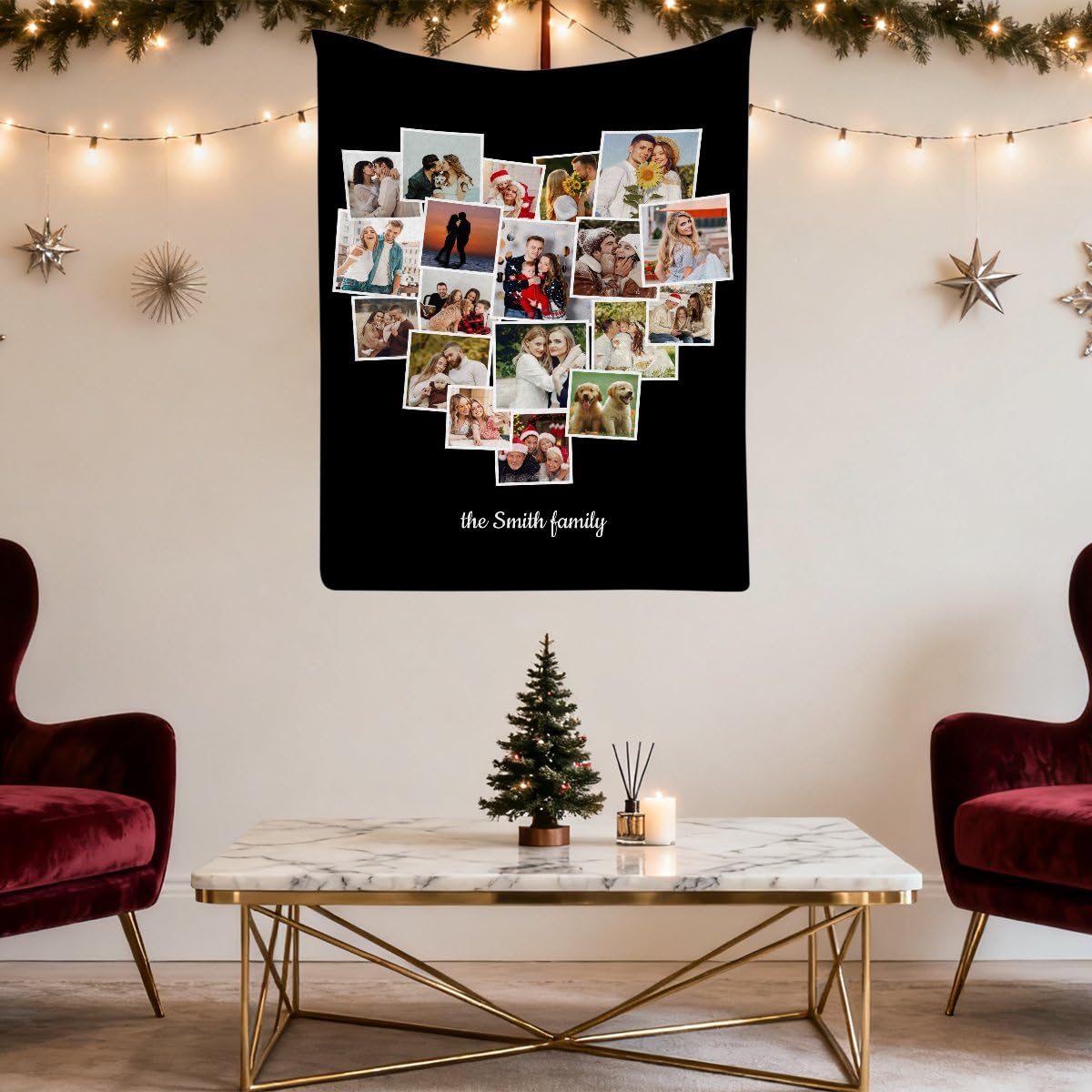Manta personalizada con diseño en forma de corazón, collage de fotos, manta personalizada, manta personalizada, regalos de recuerdo de cumpleaños para padre, madre, abuela, amigos o pareja