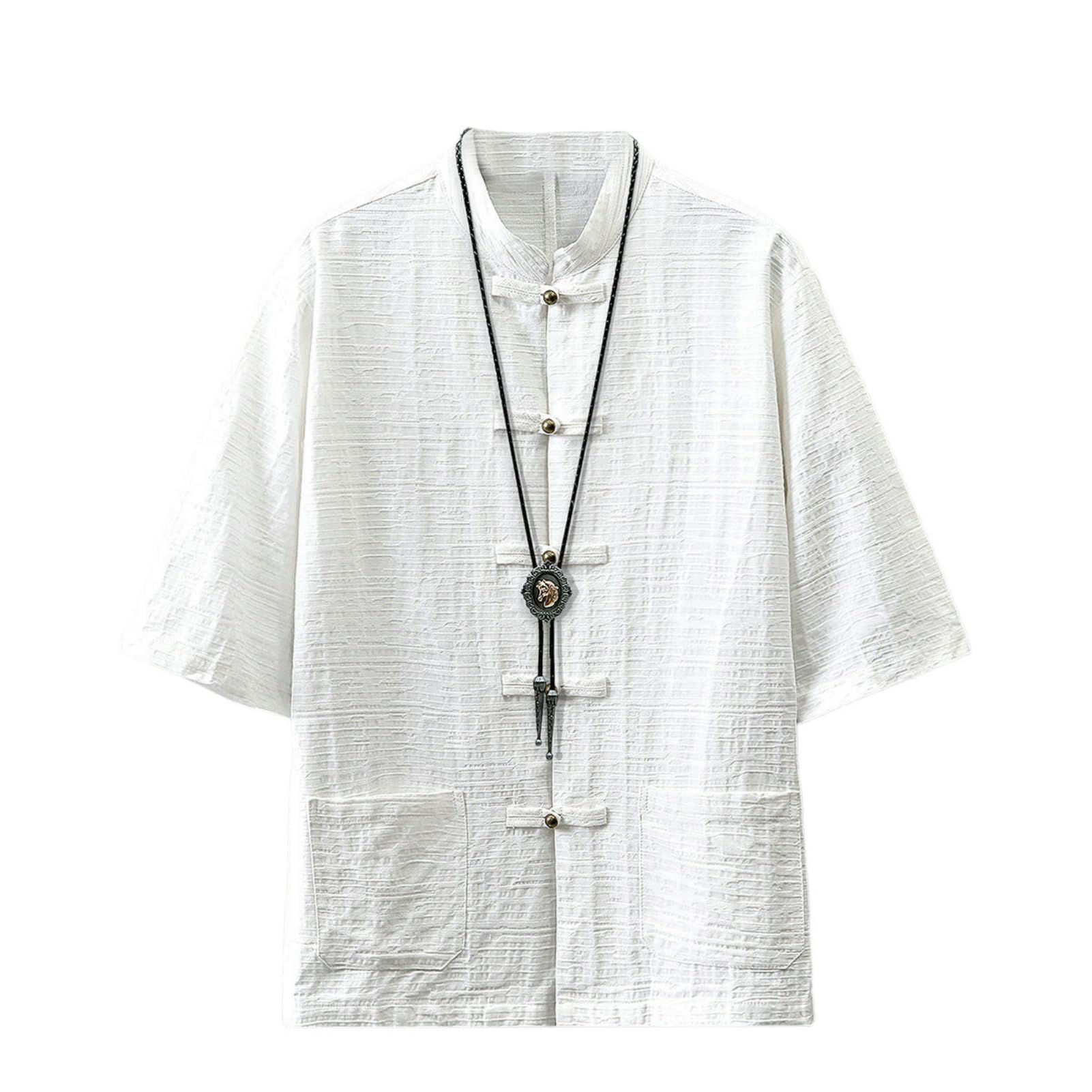 Chemise coton lin style chinois ample et respirante contre la chaleur