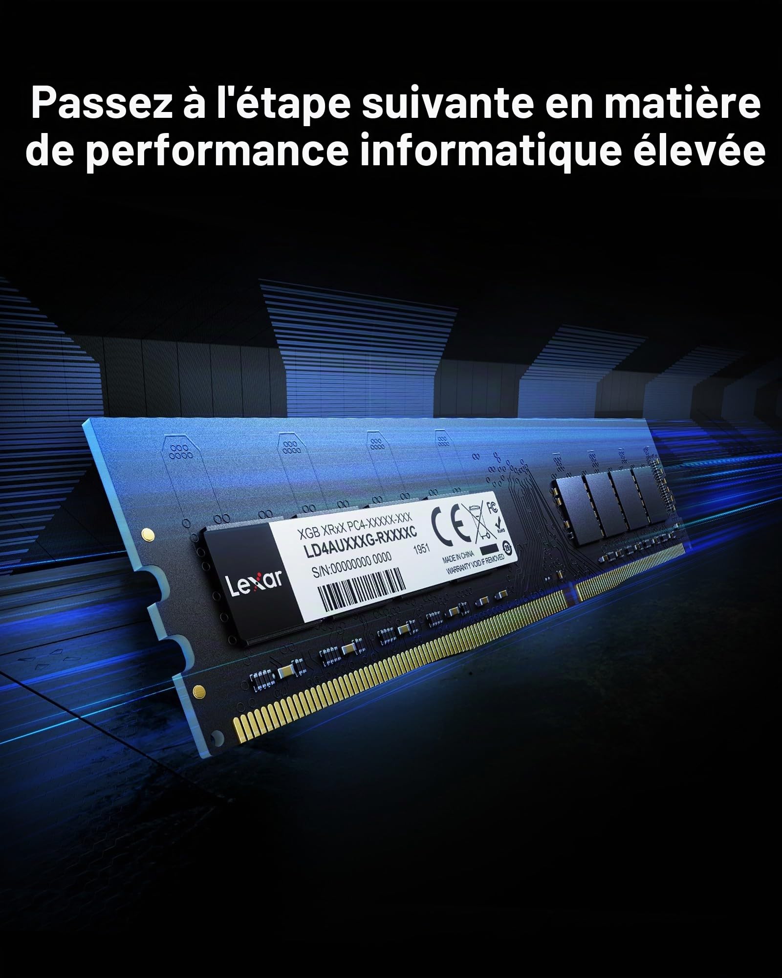 Lexar DDR4 RAM 1x16Go 3200MHz CL22, 288 Broches UDIMM Mémoire PC