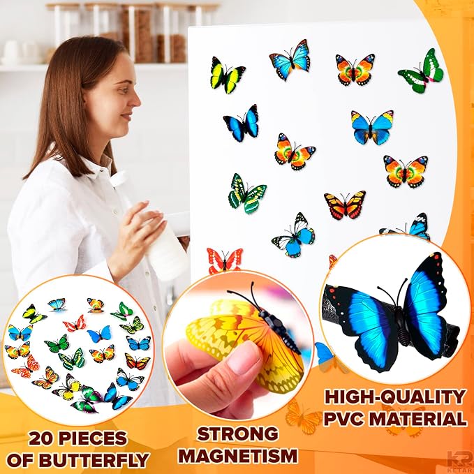 20 imanes decorativos mariposa para refrigerador miniatura 4