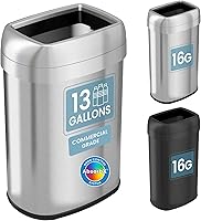 Vista 10 de iTouchless Bote de basura elíptico de 16 galones y cubo de reciclaje, doble filtro de olor, acero inoxidable, grado comercial, abertura de 12