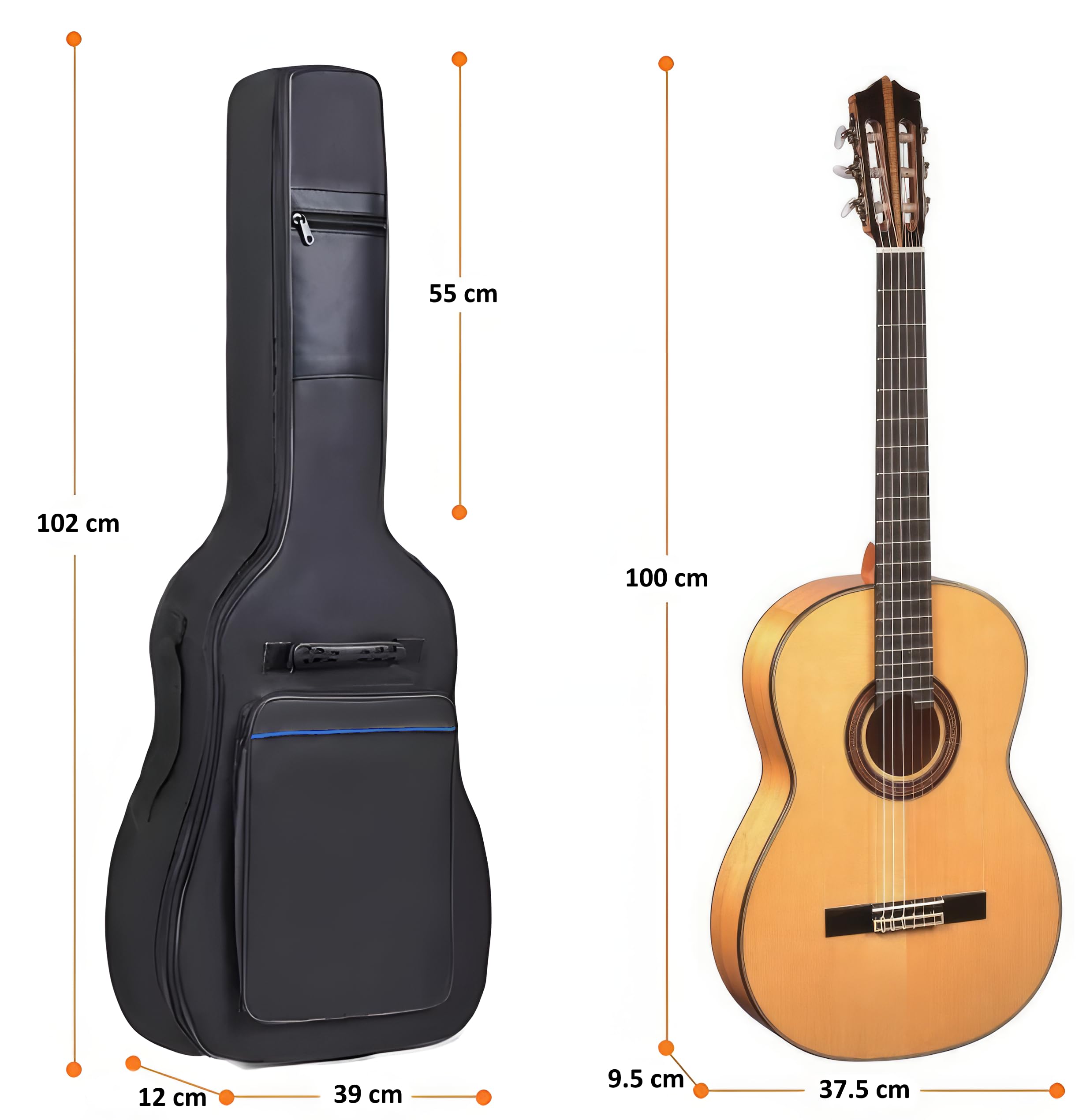 cibeles Funda para Guitarra clásica y Flamenca con Acolchado de 5mm, Marca