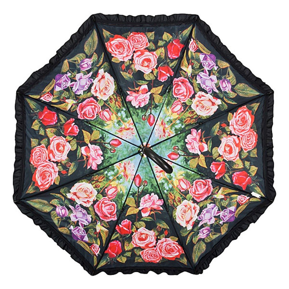 VON LILIENFELD Paraguas de Iluvia Jardín de rosas Flor Largo Clásico Automático Grande Estable Doble Revestimiento