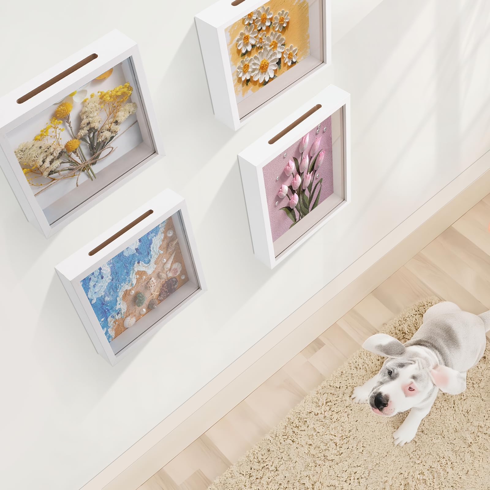 WISYOK Marco de fotos 3D para rellenar 22x22cm, marco de objetos 3D de 3cm de profundidad, marco profundo para pared y escritorio, caja de sombra para fotos, objetos, ramo de novia, obras de arte DIY