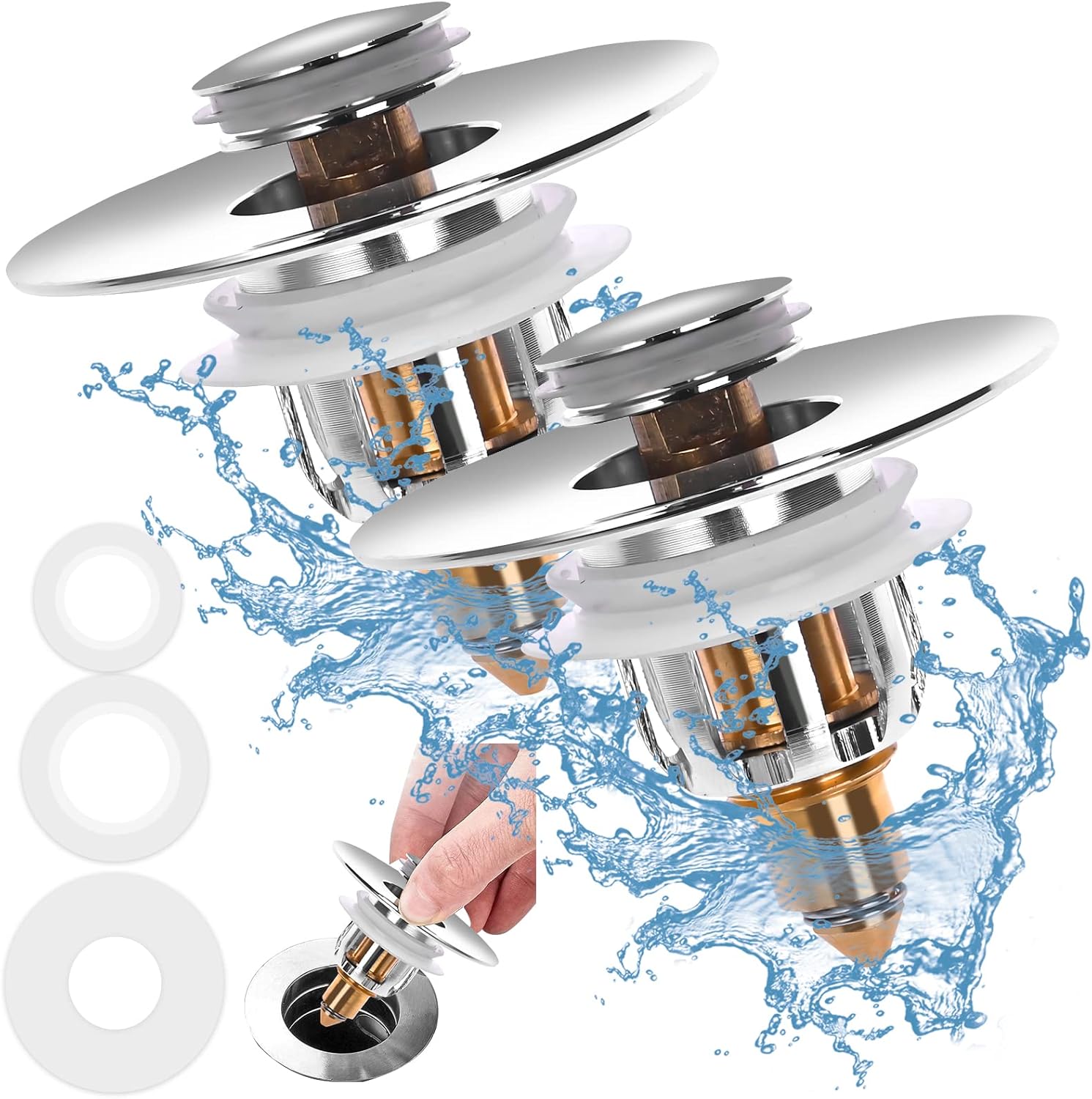 Universal Abflusssieb 3-in-1 Für Küchenspüle - Edelstahl Pop-Up Stopfen 75-86mm