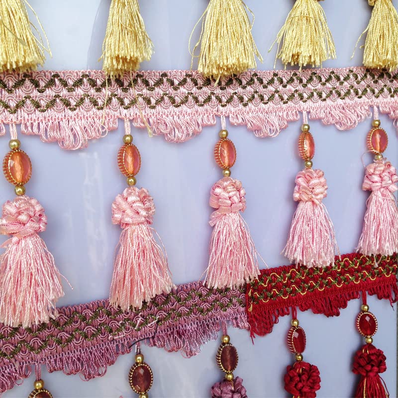Franges de Rideau, 3 mètres de Perles, Garniture de Boule, Tresse, Franges, Couture, décoration de Table, canapé, Maison (Couleur: 7) (Couleur: 2) (Couleur: 4)(4)