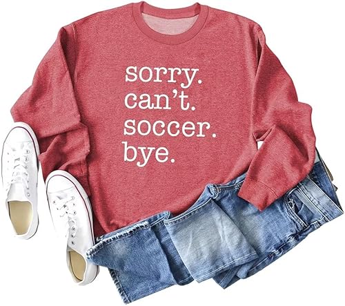 Miniatura 10 de HHLLEOJK Sudadera de manga larga con cuello redondo para mujer Sorry Can't Soccer Bye para amantes del fútbol, regalos casuales