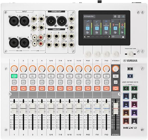 Yamaha MGX12 W 18-Channel Digital Mixer Bundle with 2 DBR10 10-Inch 700W Powered Speakers 4.3-Inch Touchscreen USB-C Audio Mixer for Live Sound, Podcasting, Streaming, House of Worship