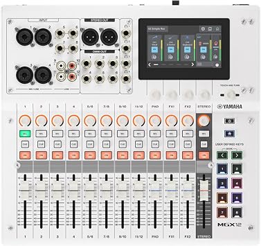 Yamaha MGX12 W 18-Channel Digital Mixer Bundle with 2 DBR10 10-Inch 700W Powered Speakers 4.3-Inch Touchscreen USB-C Audio Mixer for Live Sound, Podcasting, Streaming, House of Worship