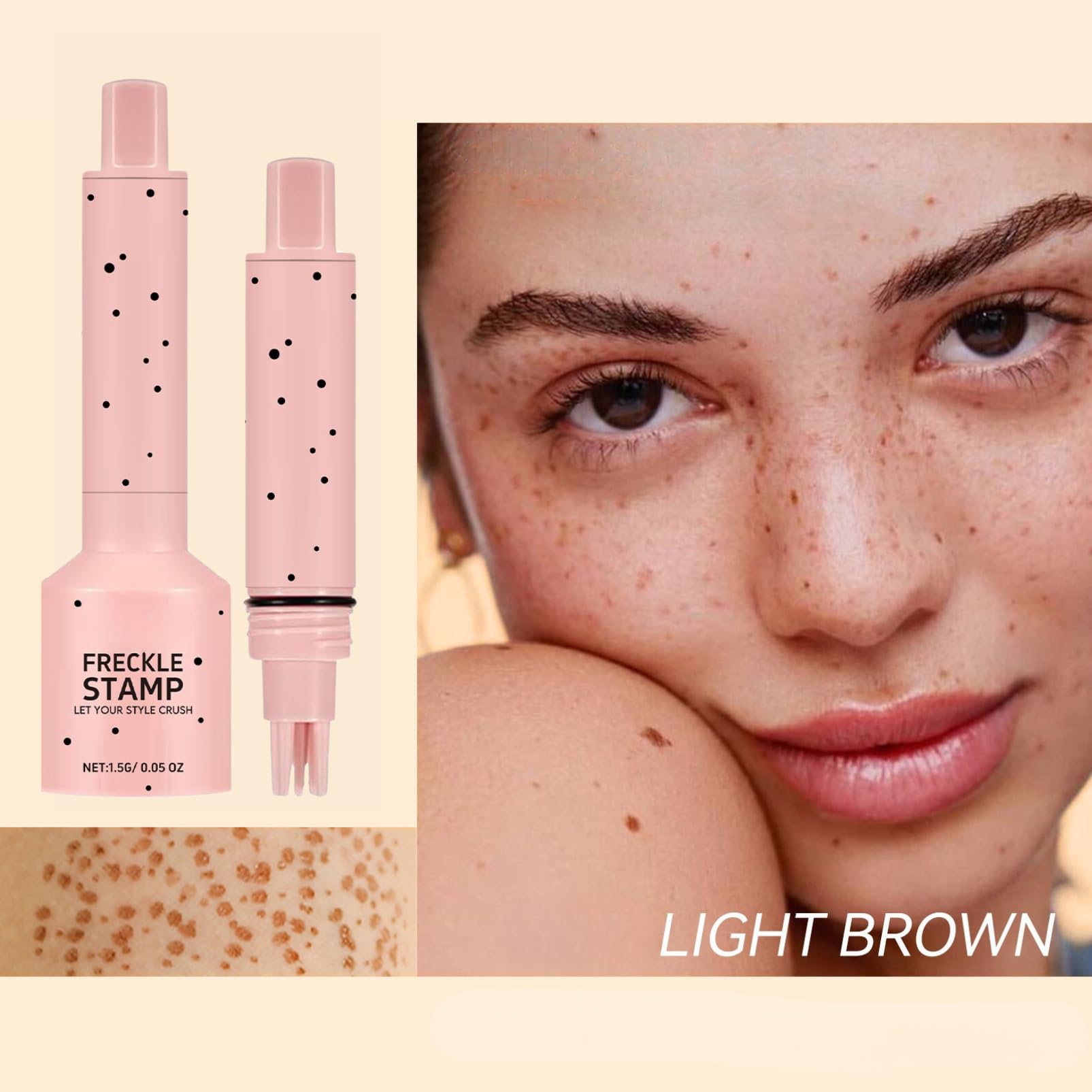 Freckle Stamp Pen,Natural Looking Lifelike Freckle Makeup Pen,Waterproof Long-lasting Facial Spots Fake Freckles Stamps for Sunkissed Makeup,Suitable for Cold and Warm SkinTonesLight Brown - Image 2