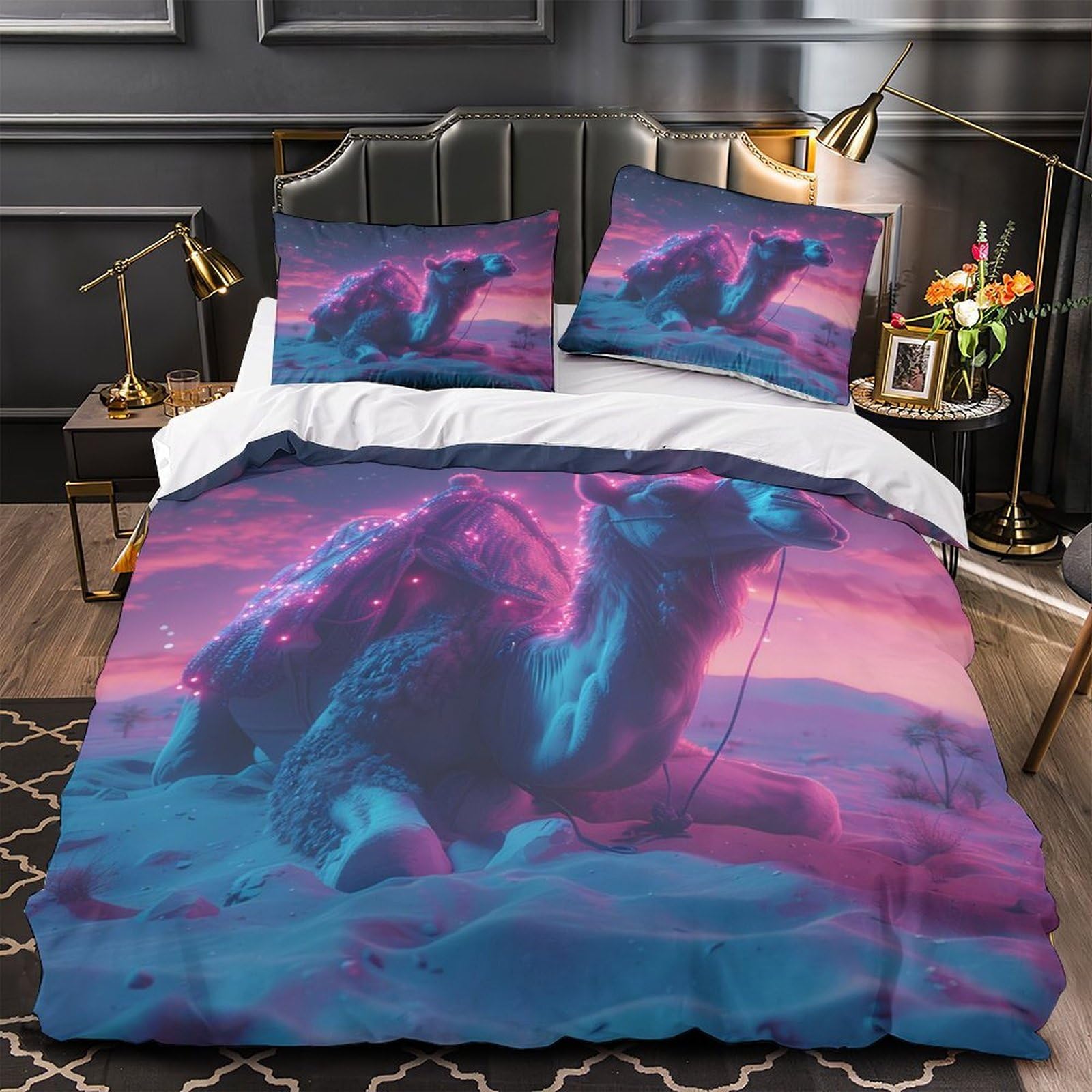 Linge de Lit Cerf Motif Animalier Housse Couette Microfibre 220x240 Ados