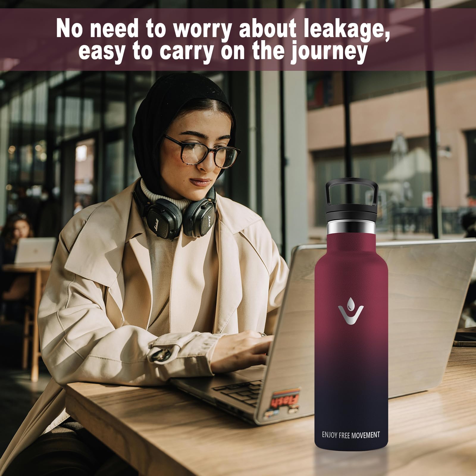 Vikaster Borracce sportive - Borraccia 1000ml, Borraccia acciaio inox, Borracce Senza Perdite, Borraccia con Cannuccia, Borraccia Termiche Sportiva, Adulto, Scuola, Outdoor