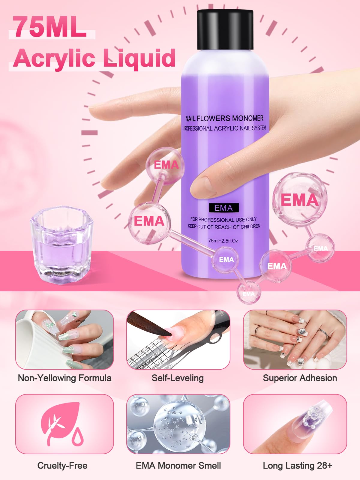 Yokilly Kit Ongle Gel UV Complet: Kit Ongle Manucure Avec 80W Lampe LED UV Electrique Ponceuse Pour Ongles Gel- Poudre Acrylique Pour Ongles