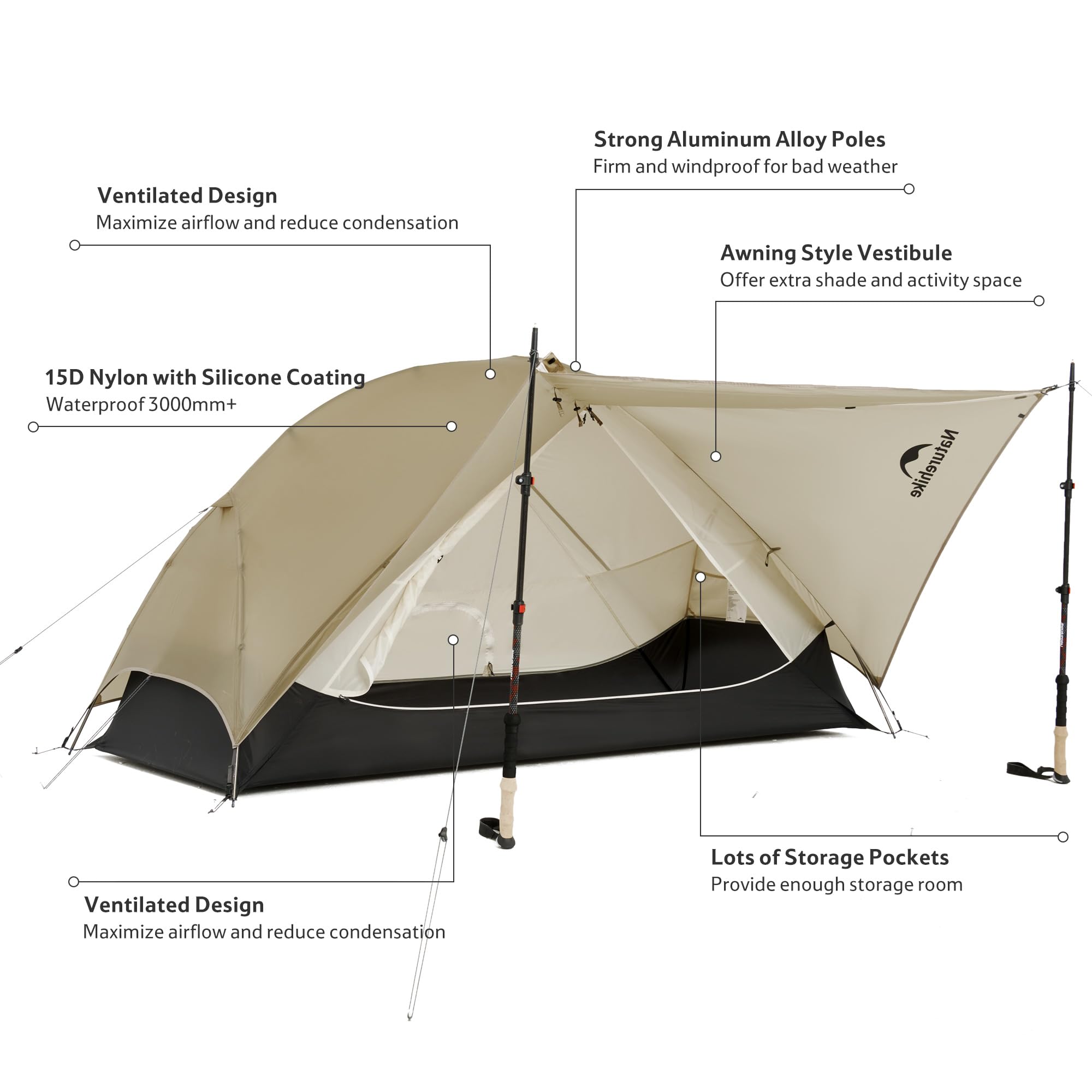 Naturehike Mongar UL Ultralight Windproof Wodoodporny Namiot Turystyczny Podwójny Przenośny 1/2 Osoby 3-4 Sezon Na Kemping Piesze Wycieczki