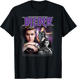 Justin Bieber Icónico RnB Cantante Música Retrato Obra Arte Camiseta