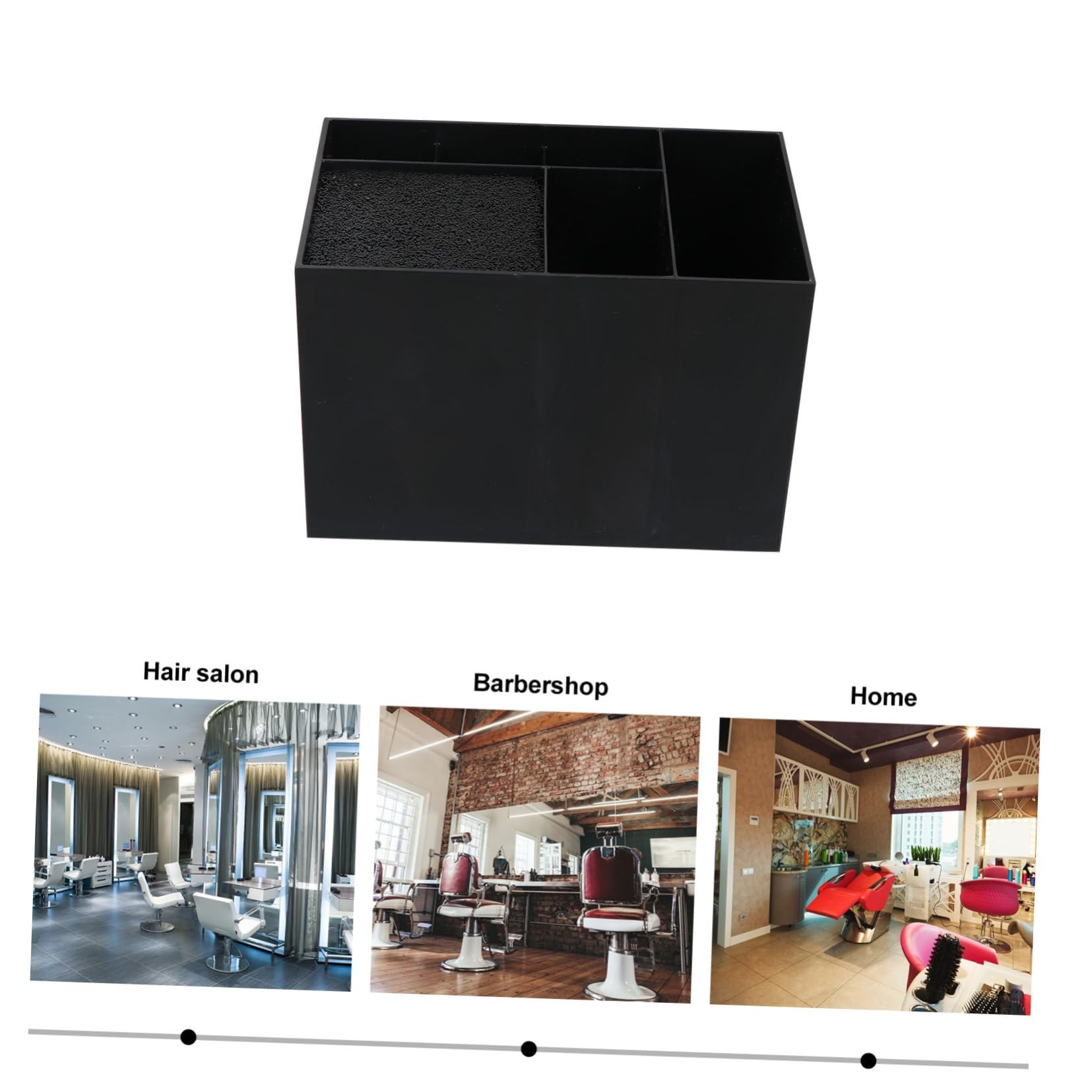 Organizer Scatola Parrucchiere Nero Plastico con 6 Scomparti