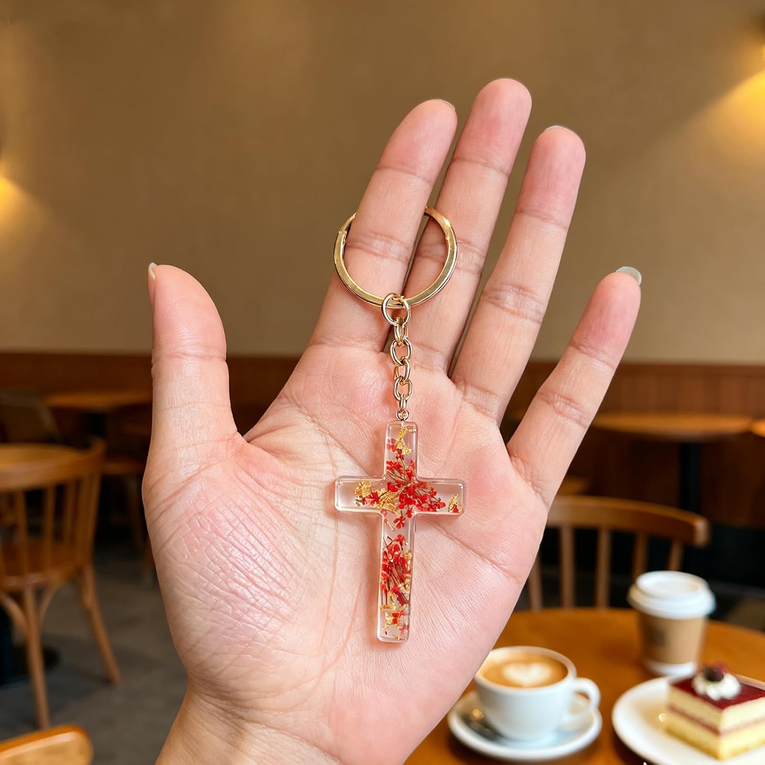 Cross Keychain, Religion Jesus Keyring Christian Gifts, Women Charm for Purse Handbags Backpacks, Small delicate accessories