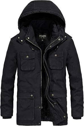 JYG Mens Winter Thicken Coat Casual Military Parka Jacket with Removable Hood
