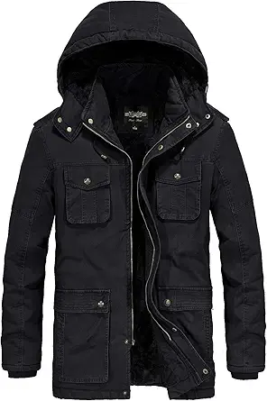 JYG Men's Winter Thicken Coat Casual Military Parka Jacket with Removable Hood