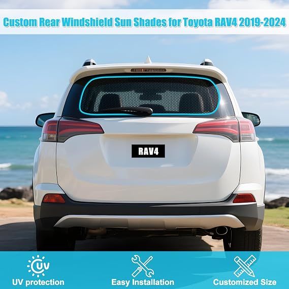 ZATOOTO Rear Window Sun Shade for Toyota RAV4 2019-2024, Safety Driving | UV Rays Protection, Reduce Heat, Visible Back Windshield Shades, Mesh Window Shade for Baby in Car