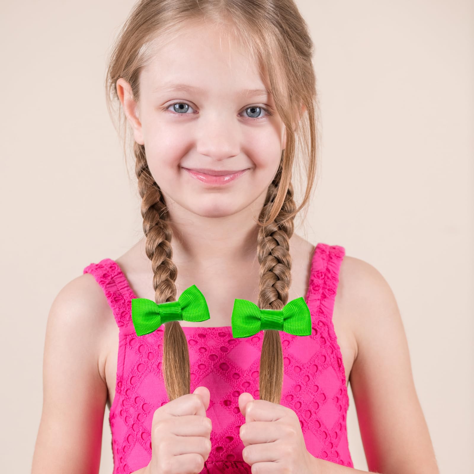 Bliceon 20 Pcs Green Hair Accessories Set, Girls' Bobbles, Bows, School Bands, Green Ribbon Headbands, Clips - Image 3