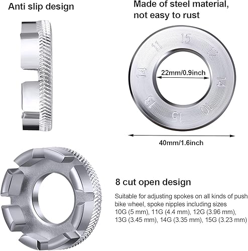 Miniatura 5 de 5 piezas de llave de radios de bicicleta herramienta de radios para bicicleta con palanca de neumático de 1 pieza Kit correcto de llanta de
