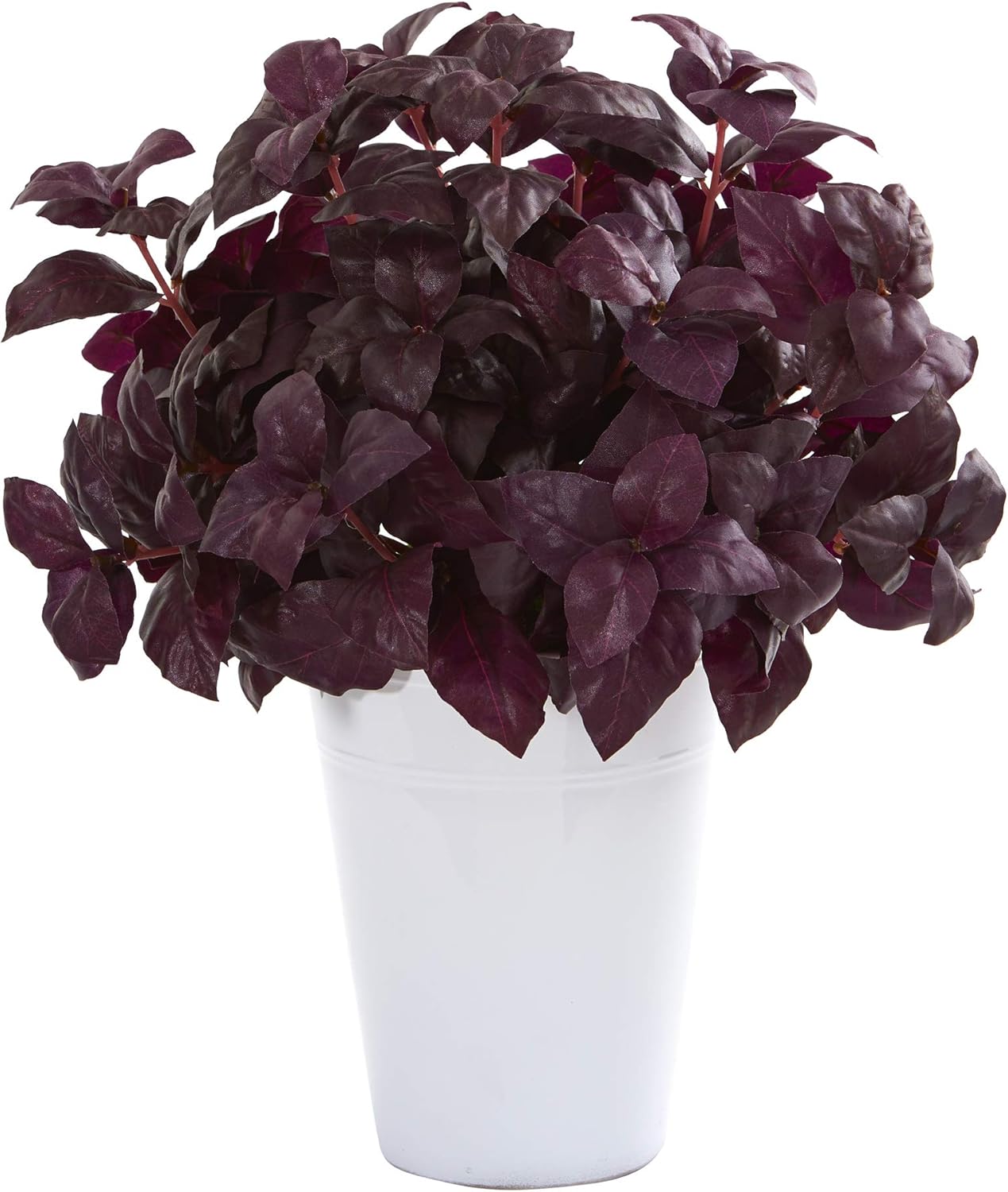 Nearly Natural 14in. Basil Artificial Plant in White Planter