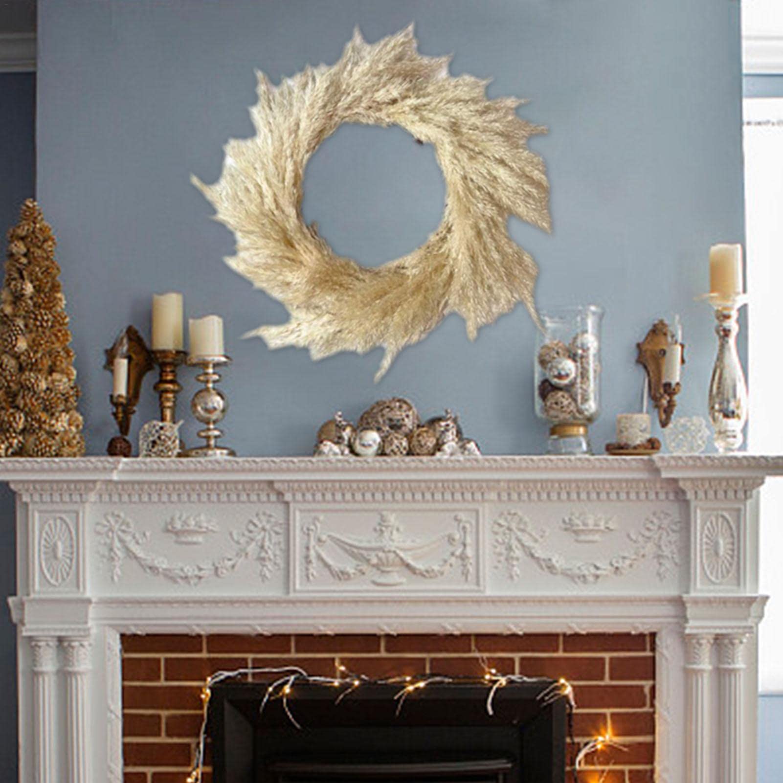 Amazon.co.jp: ススキのリース | 写真 ススキのリース装飾のための自然