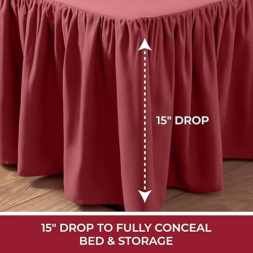 Miniatura 4 de Mellanni Bed Skirt Twin XL Size - Bed Skirting - 15-Inch Tailored Drop Pleated Dust Ruffle - Hotel Luxury Bedding - Wrinkle, Fade, Stain Resistant