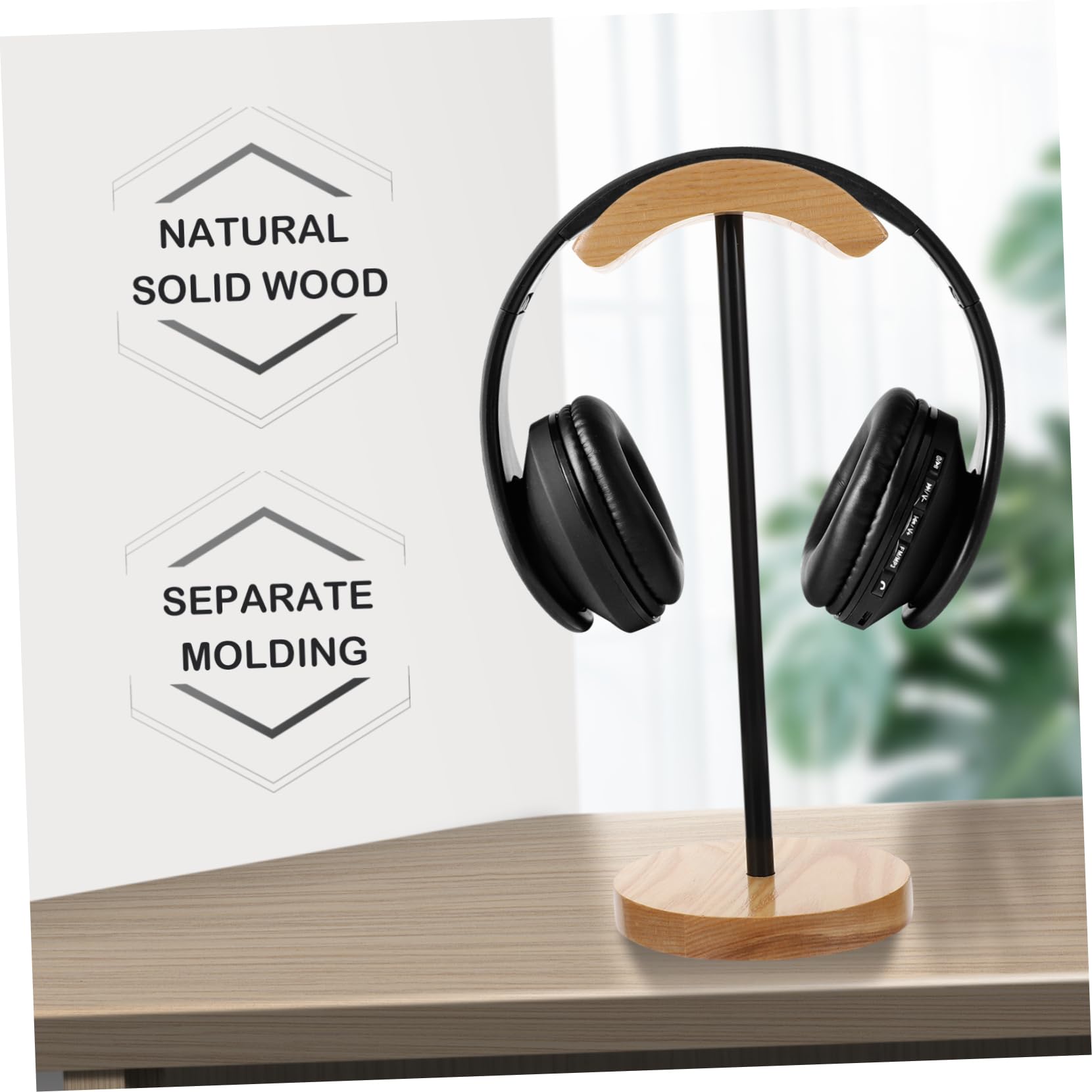 Veemoon Stand per Cuffie in Legno Supporto da Tavolo Multifunzionale Espositore e Organizer da Scrivania Adatto per Uso Casalingo e Ufficio