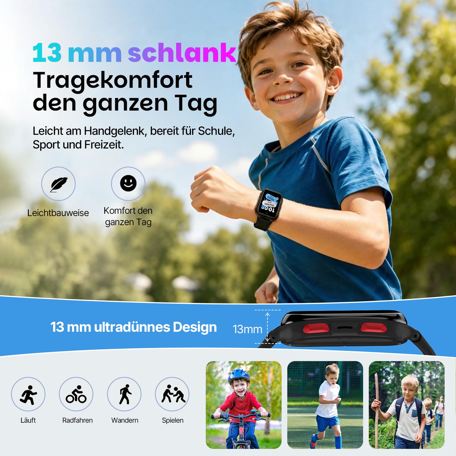 K9 4G Kids Smartwatch AI mit GPS und Telefon, AMOLED, 1,78 Zoll für Kinder mit Video,Schulmodus, wasserdichte IP68,Smartwatch Kinder ab 6 Jahren-Schwarz