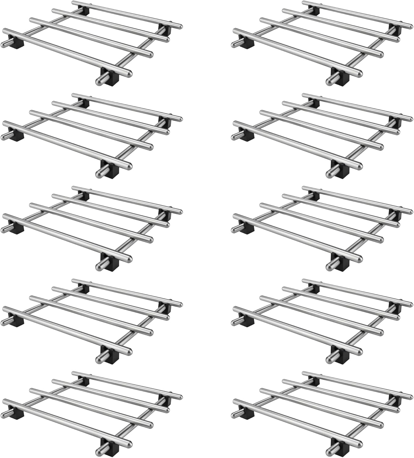 10 Pcs Stainless Steel Trivet Bulk for Hot Dishes and Pans Metal Cooling Rack Pot and Pan Stand Heat Resistant Anti-Slip Feet for Countertops Tables Bakeware Protects