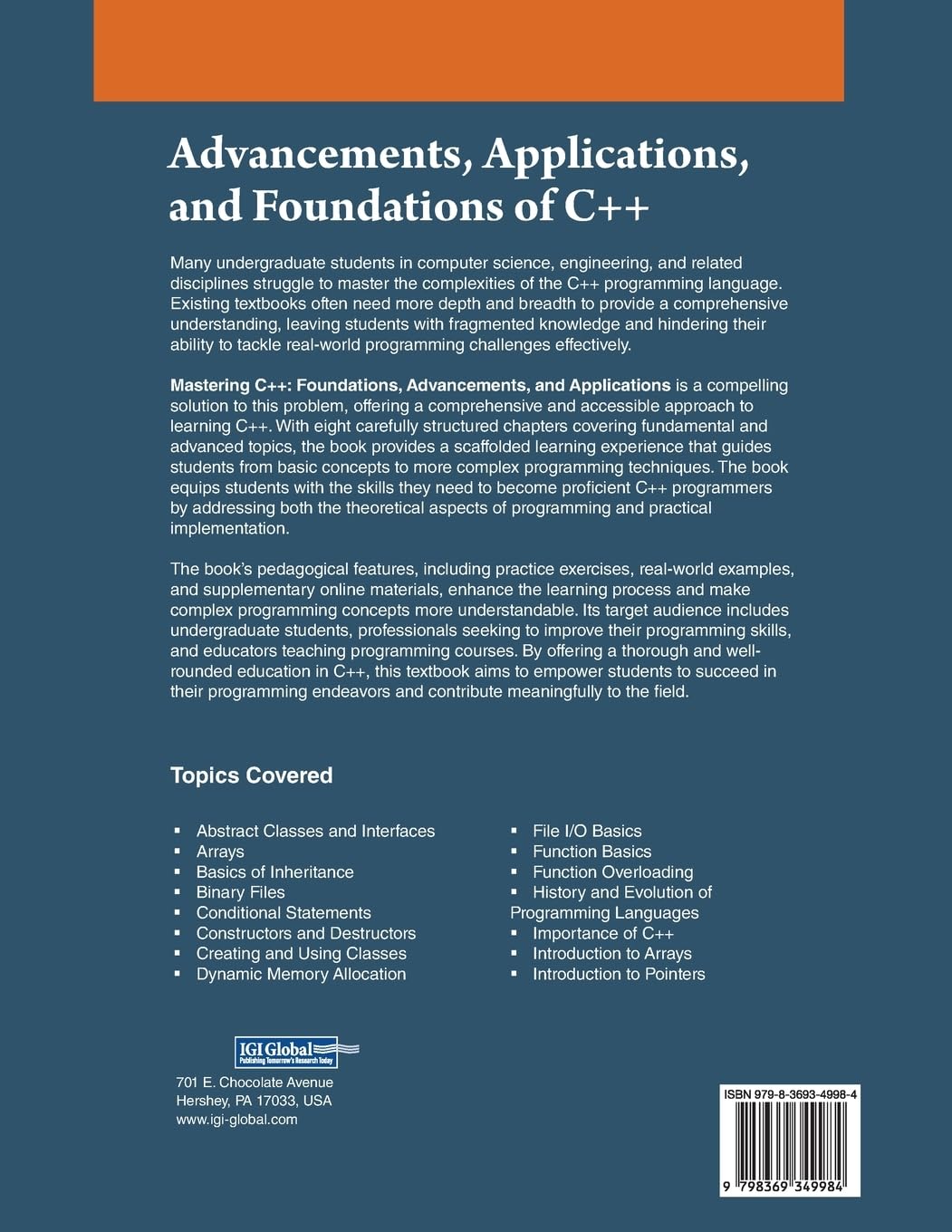 Advancements, Applications, and Foundations of C++ (Advances in Systems Analysis, Software Engineering, and High Performance Computing)
