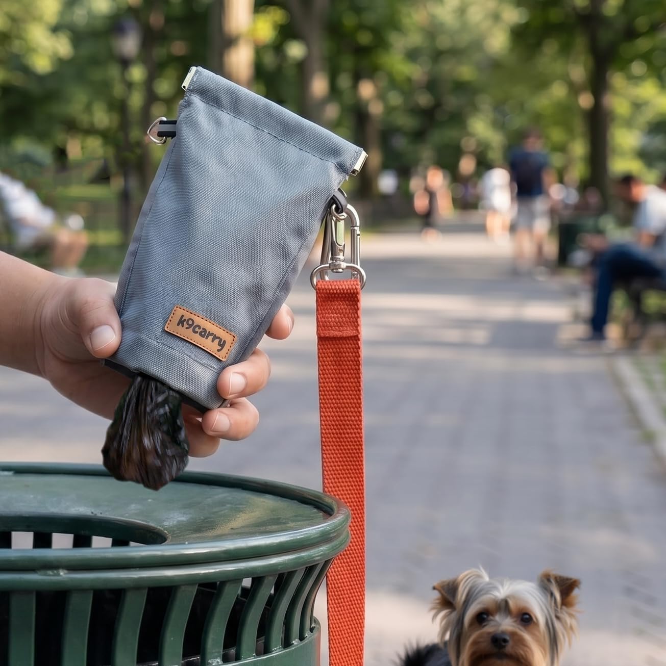 Dog Poop Bag Holder for Walking with Waste Bag Dispenser, Reusable Smell Proof, Pet Poop Pouch with Spring loaded Closures, Portable Dog Accessories Travel for Leash Harness Waist image 5