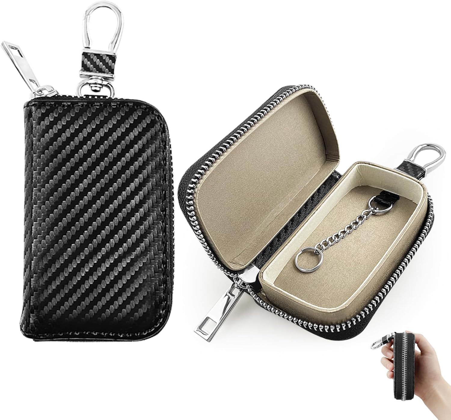 AtfArt Faraday Cage Car Key Case RFID Key Fob Protector Anti-Theft Pouch Anti-Hacking Case Lsolating Car Bag for Car Keys