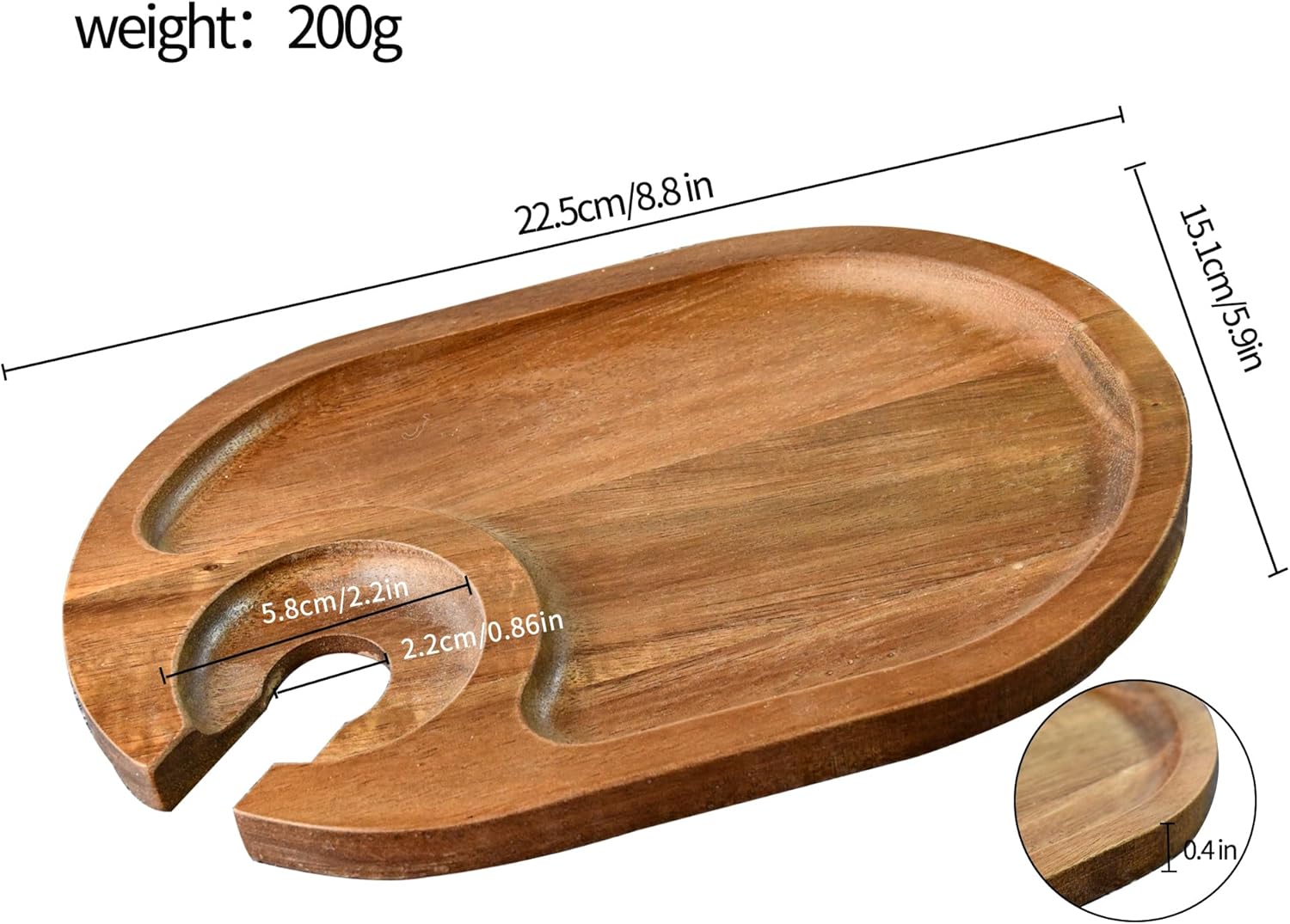 Wine Appetizer Tray with Glass Holder Set of 4 – Wooden Charcuterie Snack Plates for Wine & Cheese, Cocktail Party Serving Board, Girls Night & Entertaining
