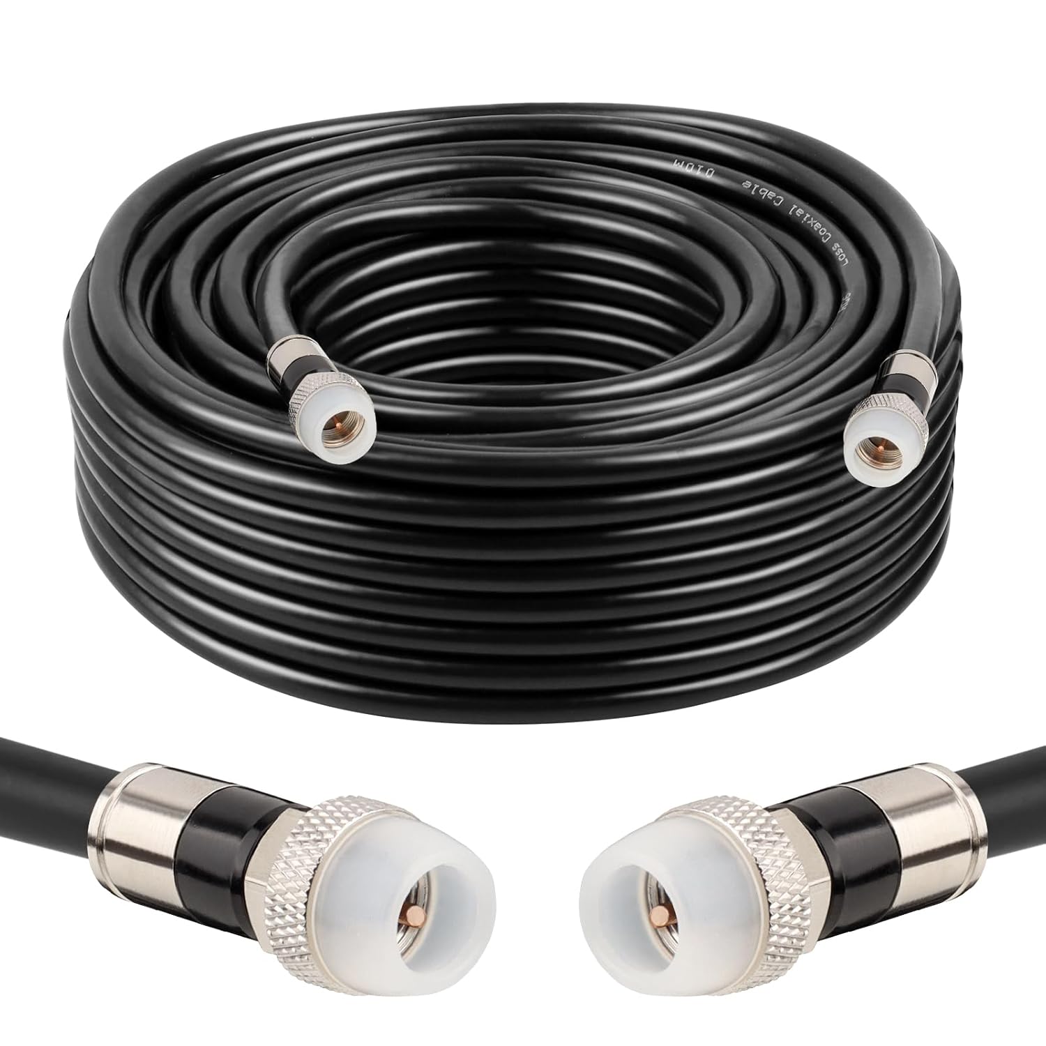 Coaxial Cable 75FT,RG6 Coaxial Cable with Weatherproof Rubber Boot,Direct Burial 75 Ohm RG6 Extension for Digital TV Aerial,High-Speed Internet,Broadband,Satellite-75 Feet