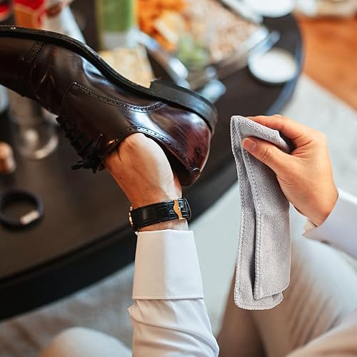 Miniatura 7 de Kit de tela para zapatos de brillo, aplicadores Dauber polacos, zapatos de cuero, botas, paños de microfibra para el cuidado de gamuza