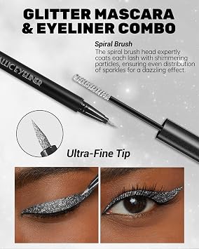 Gold Waterproof Mascara and Eyeliner Set, Colored Eye Makeup for Women