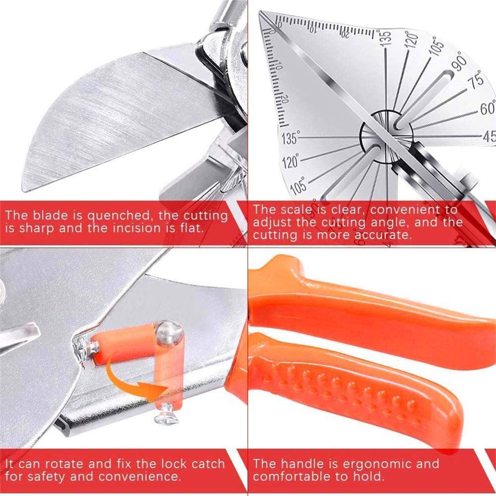 Cisaille D'Angle à Mitre - Cisailles à Onglets Multi-Angles De 45 à 135 DegréS, Outil De Coupe Quart De Rond,Cisaille à Joint Pour Couper Le Bois Tendre, Y Compris 2 Lames De Rechange