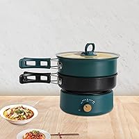 Vista 5 de Portable Electric Hot Pot 2-in-1 Non-Stick Hot Pot & Grill, 8-Temp Control, 304 Stainless Steel, Split Design for CampingDormCooking, 110V, Green